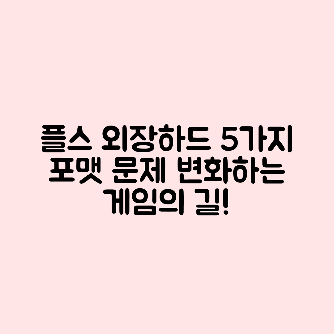 플스 외장하드 연결 5가지 포맷 문제