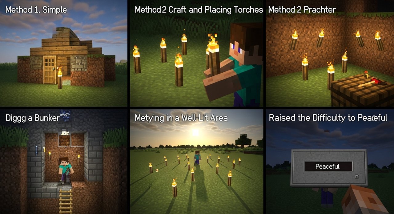 마인크래프트 생존 모드 첫날 밤 몬스터 안 나오게 하는 방법 5가지 완벽 공략